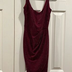 FRANCESCA maroon sparkly mini dress - XS